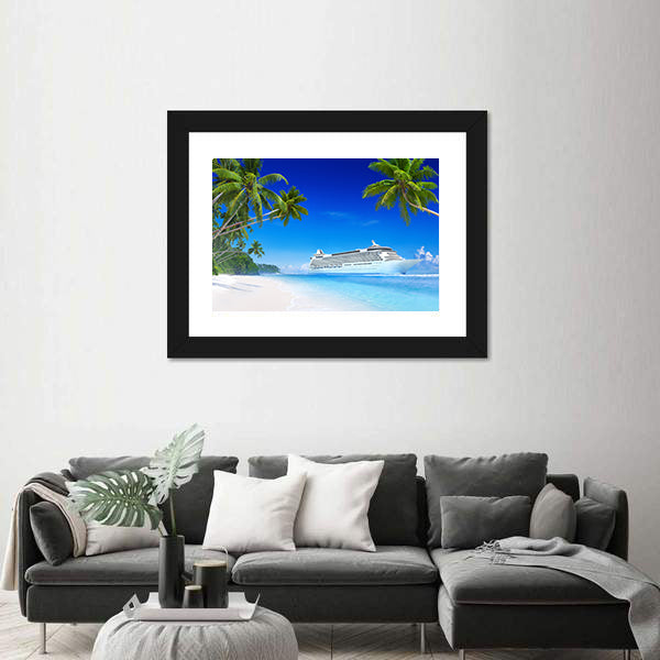 Cruise Ship in Tropical Waters Canvas Wall Art