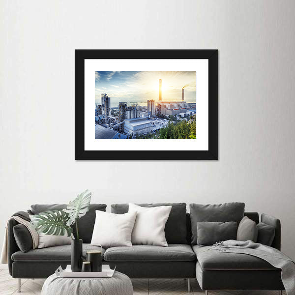 Glowing Petrochemical Plant at Sunset Canvas Wall Art