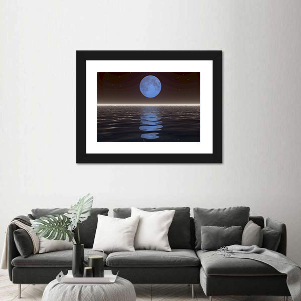 Surreal Moonset Over Water Canvas Wall Art