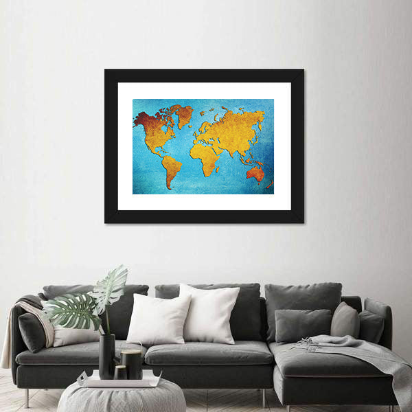 Grunge World Map Canvas Wall Art