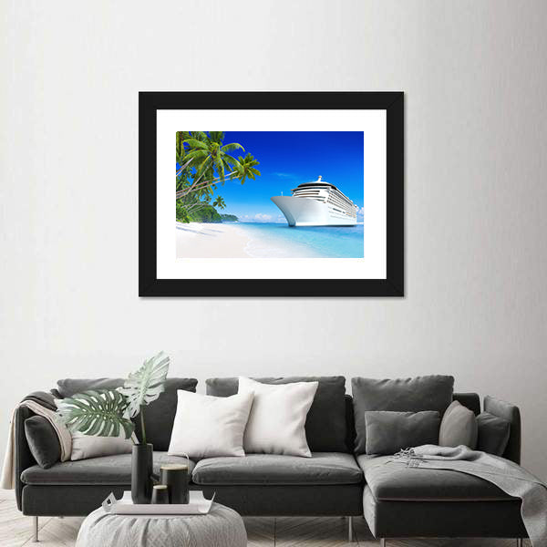 Summertime Cruise Ship by Tropical Beach Canvas Wall Art