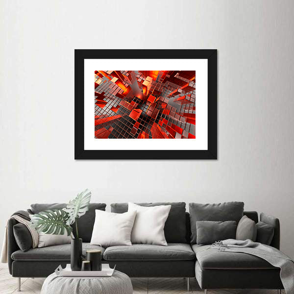 Futuristic Geometric City Blocks Abstract Canvas Wall Art
