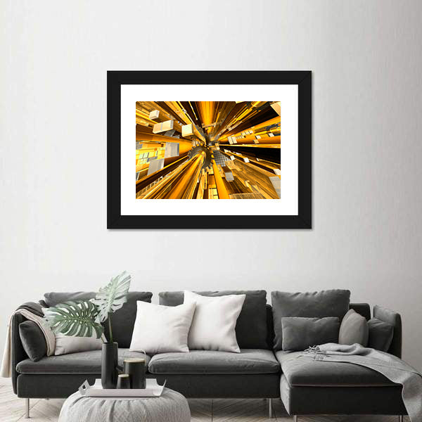 Golden Mechanical Hub Abstract Canvas Wall Art