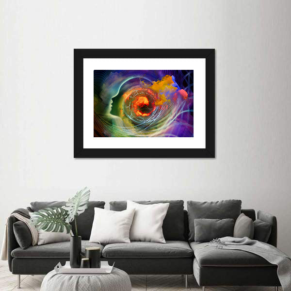 Silhouetted Profile with Fractal Vortex Canvas Wall Art