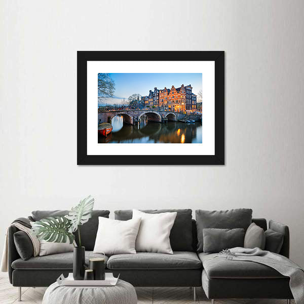 Sunset Over Brouwersgracht, Amsterdam Canvas Wall Art