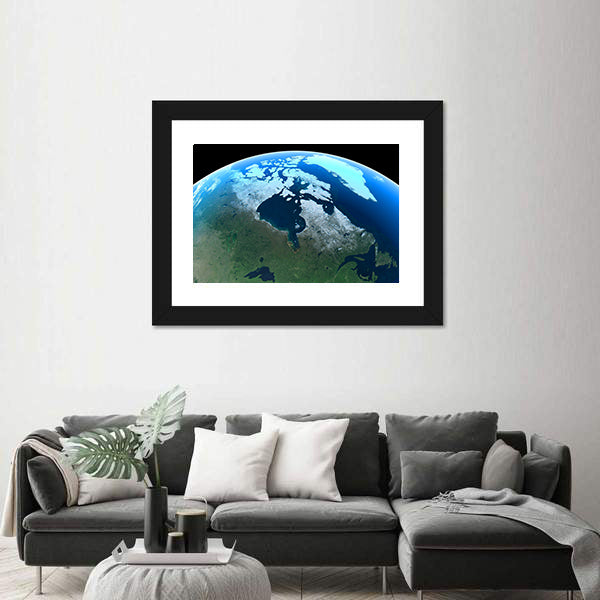 Canada &amp; Greenland From Space Canvas Wall Art