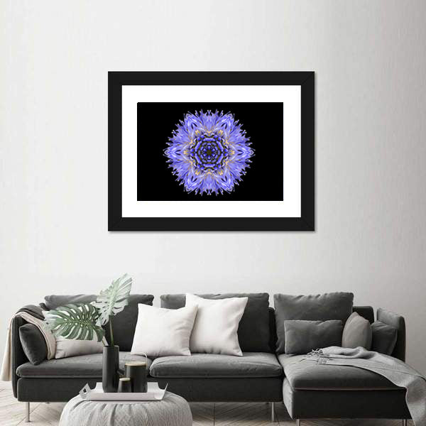 Blue Mandala Cornflower Canvas Wall Art
