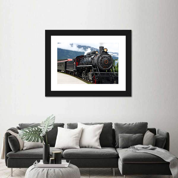 Number 73 Steam Locomotive Departing Station Canvas Wall Art