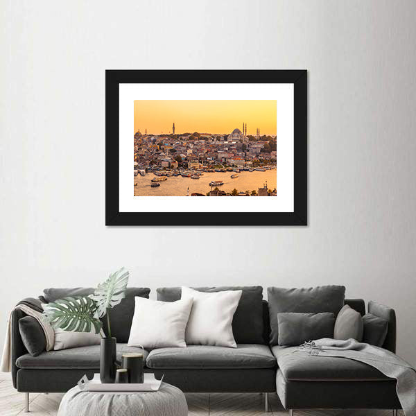 View On Golden Horn Bay From Galata Tower Canvas Wall Art