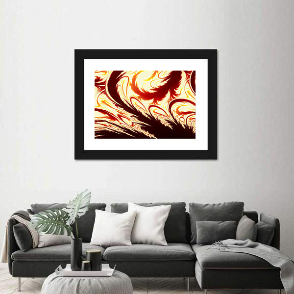 Fractal Flame Feather Illustration Canvas Wall Art