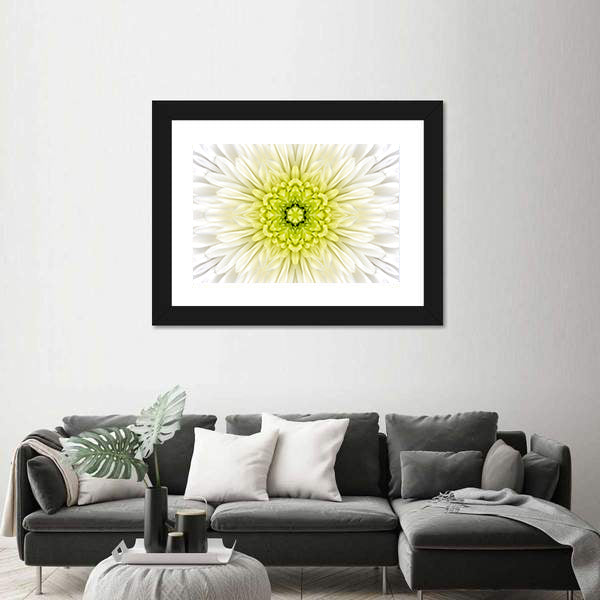 White Mandala Concentric Flower Canvas Wall Art