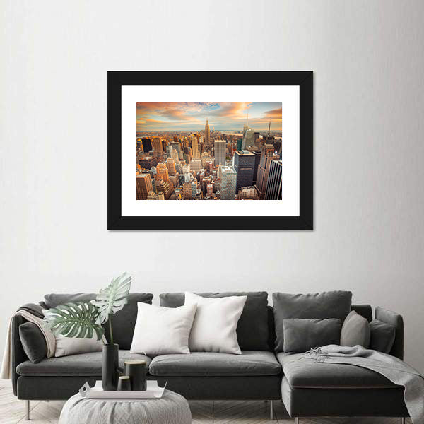 New York City At Sunset Canvas Wall Art