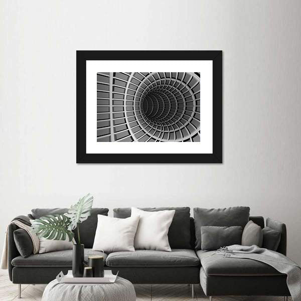 Dark Metal Tunnel Abstract Canvas Wall Art