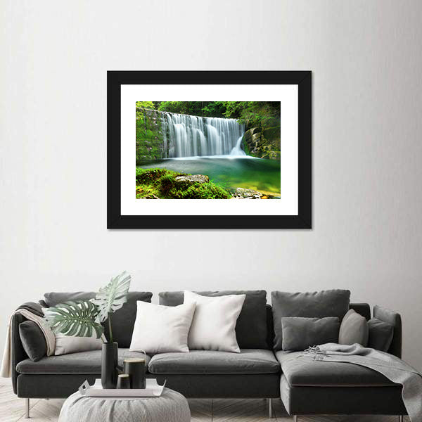 Emerald Lake Forest Waterfall Canvas Wall Art