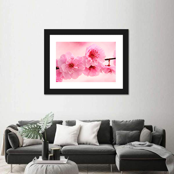 Pink Flowers In Spring Canvas Wall Art