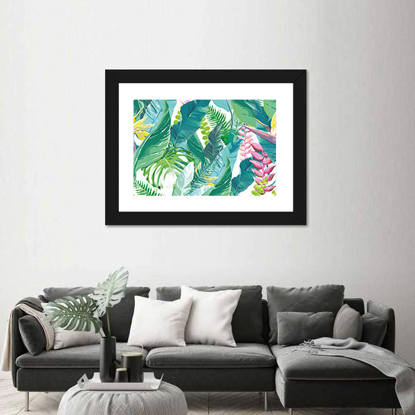 Exotic Tropical Leaves and Flowers Canvas Wall Art