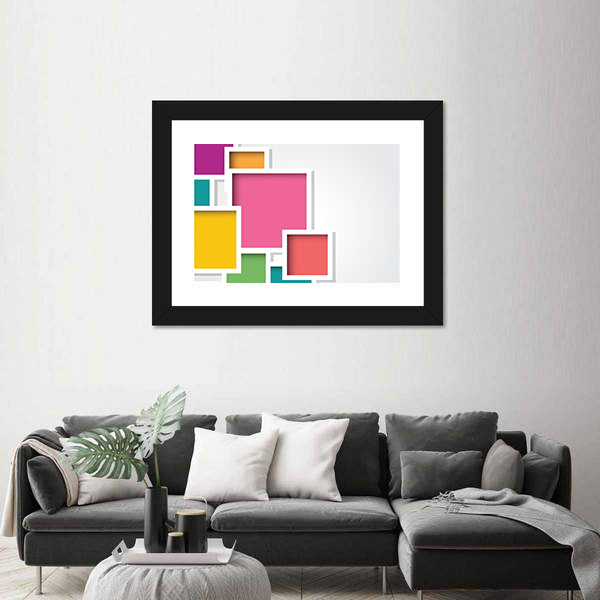 3d Layered Geometric Squares Canvas Wall Art