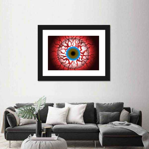 Spooky Bloodshot Eyeball With Veins Canvas Wall Art