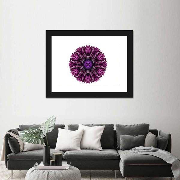 Purple Cornflower Mandala Canvas Wall Art