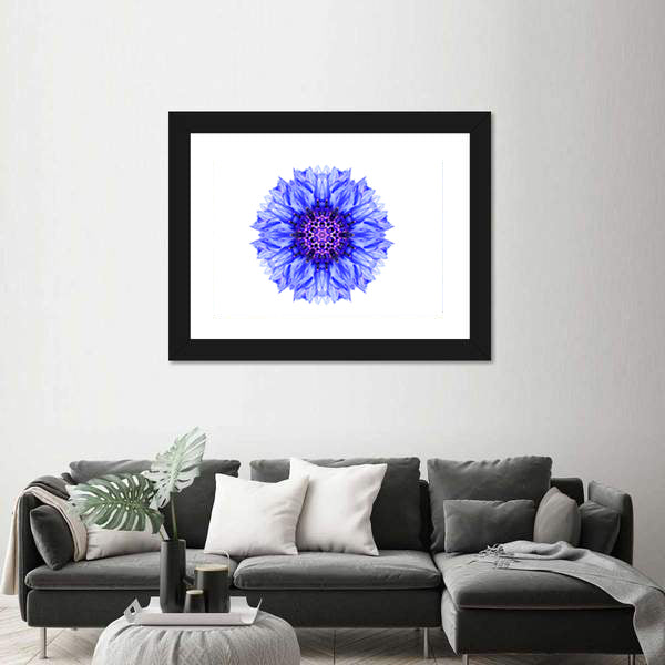 Blue Cornflower Mandala Canvas Wall Art
