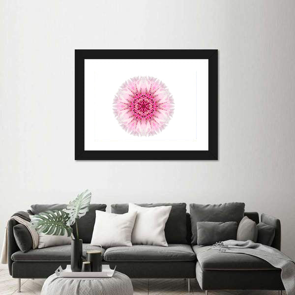 Pink Cornflower Mandala Canvas Wall Art