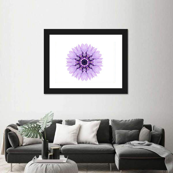 Purple Cornflower Mandala Canvas Wall Art