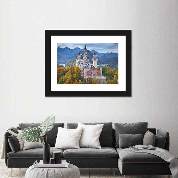 Neuschwanstein Castle with Turquoise Lake Canvas Wall Art