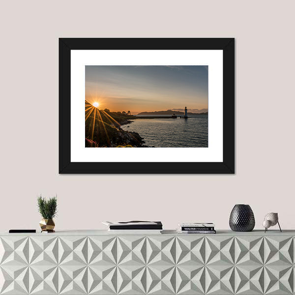 Sunset At Tobermory Lighthouse Scotland Canvas Wall Art