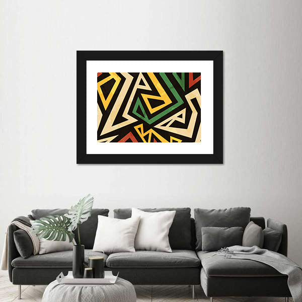 African Geometric Seamless Pattern Canvas Wall Art