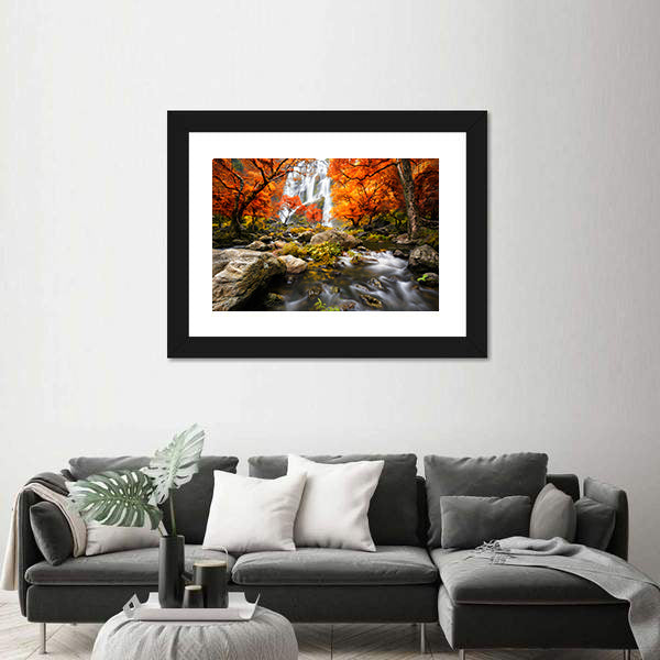 Autumn Waterfall In Kanchanaburi Thailand Canvas Wall Art