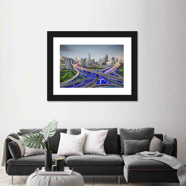 Shanghai Highway Junctions Canvas Wall Art