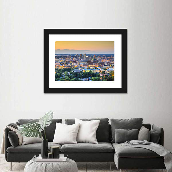 Birmingham Downtown Skyline In Alabama Canvas Wall Art