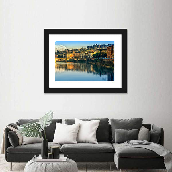 Arno River Reflection in Firenze Canvas Wall Art