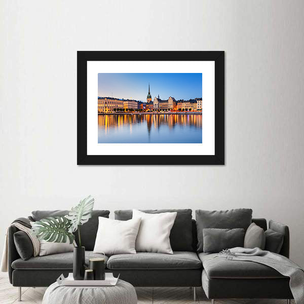 Gamla Stan In Stockholm At Evening Canvas Wall Art