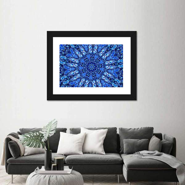 Blue Mandala Fractal Canvas Wall Art