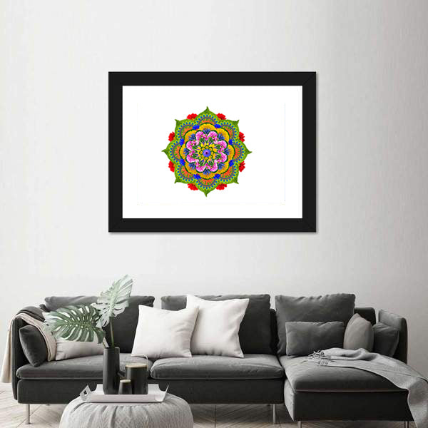 Sacred Lotus Mandala Canvas Wall Art