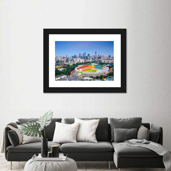 Stadium In Beijing Cityscape Canvas Wall Art