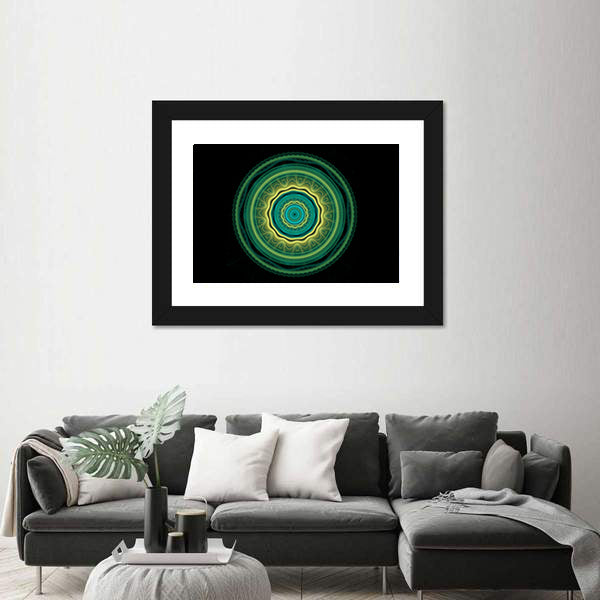 Green Mandala Flower Canvas Wall Art