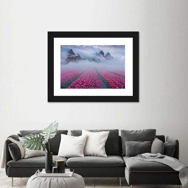 Fantastic Spring Landscape With Tulip Fields Canvas Wall Art