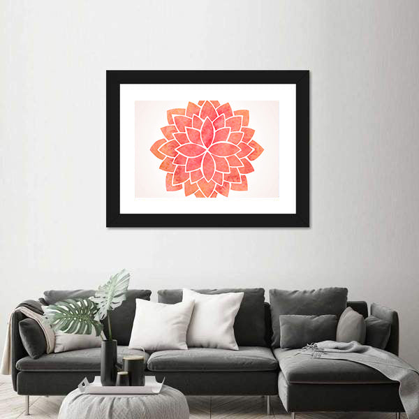 Red Lotus Mandala Canvas Wall Art