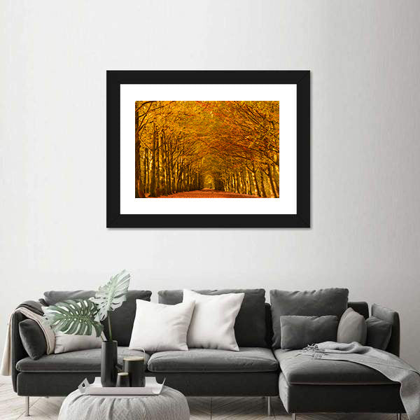 Autumn Forest Lane Canvas Wall Art