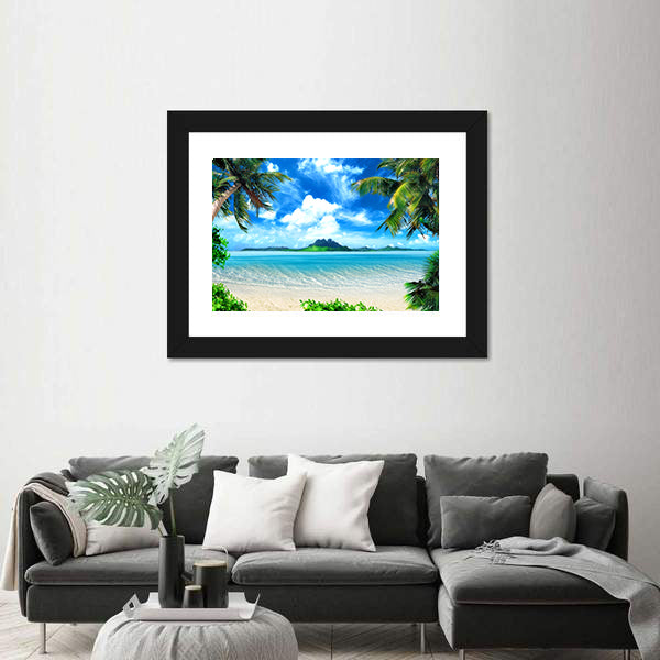 Tropical Beach with Turquoise Ocean Canvas Wall Art