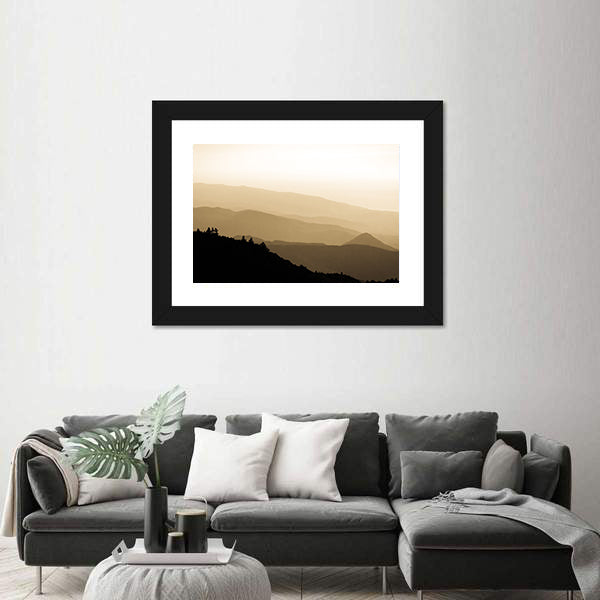 Sunset Over Foggy Mountains In Turkey Canvas Wall Art