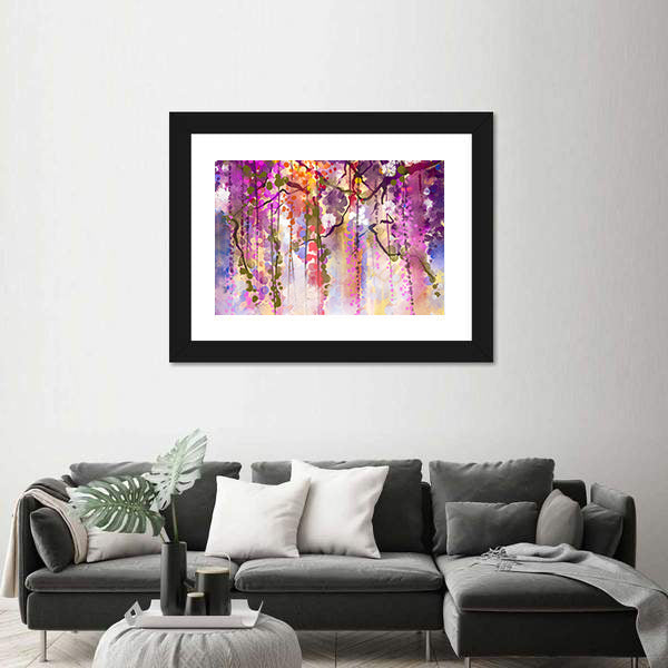 Spring Purple Wisteria Blossoms Canvas Wall Art