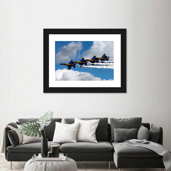 Blue Angels In The Clouds Canvas Wall Art