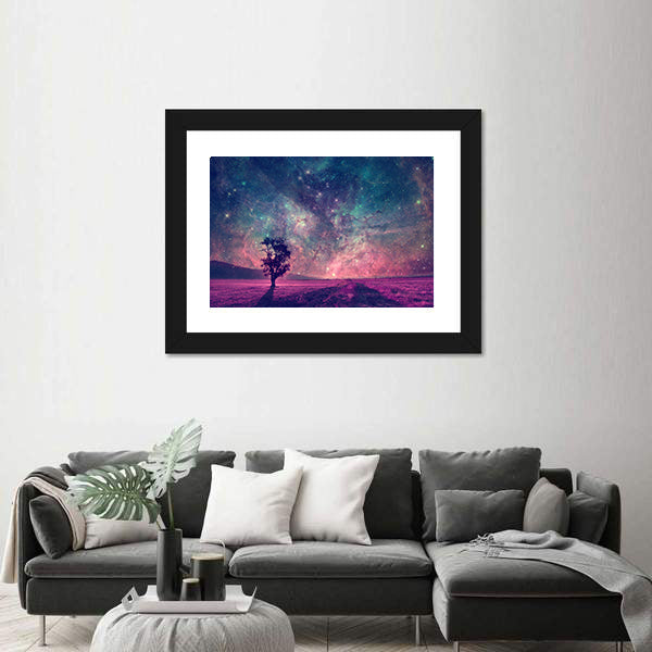 Alien Planet Nebula Silhouette Canvas Wall Art