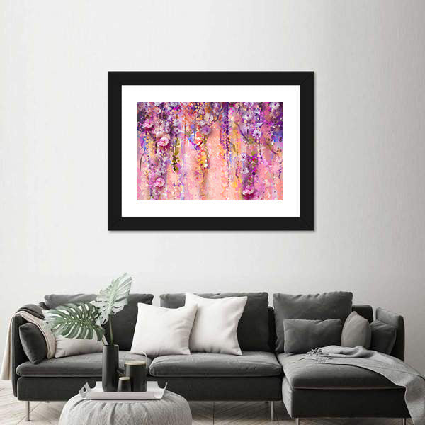 Wisteria Blossoms in Purple and Pink Canvas Wall Art