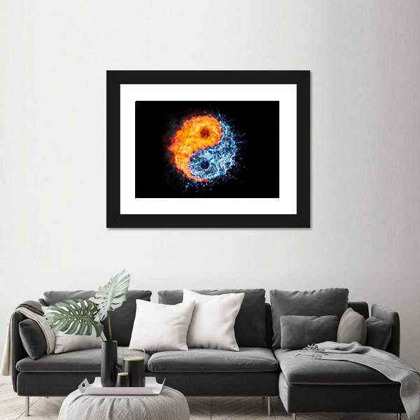 Fire And Water Tao Symbol Canvas Wall Art