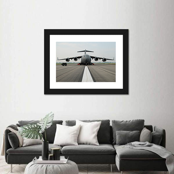 C-17 Globemaster Iii on Runway Canvas Wall Art
