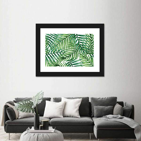 Watercolor Tropical Palm Leaves Canvas Wall Art